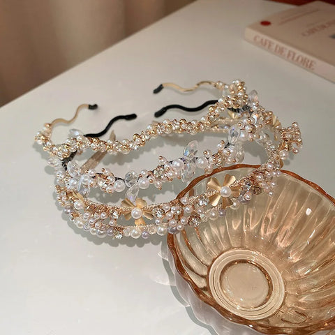 Crystal Pearl Flower Headband