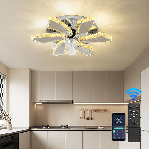 Luxora Beam Luxury Crystal Ceiling Fan