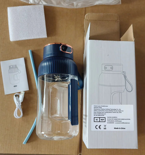 1200ML Portable Blender Bottle, USB Rechargeable Personal Smoothie Maker with 4 Stainless Steel Blades, Wireless Fruit Juicer Cup for Shakes, Smoothies & Protein Drinks