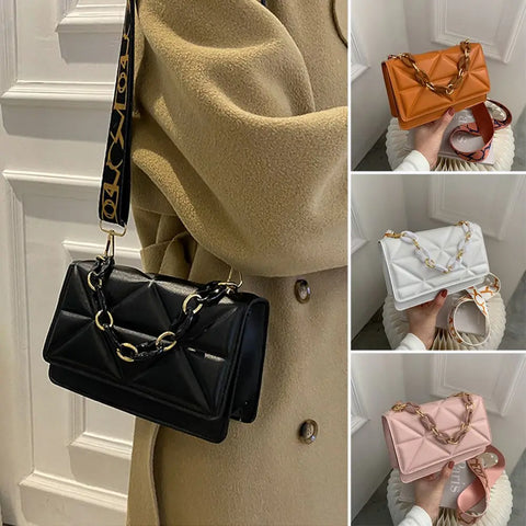 Urban Flair: Metal Chain Flap Crossbody