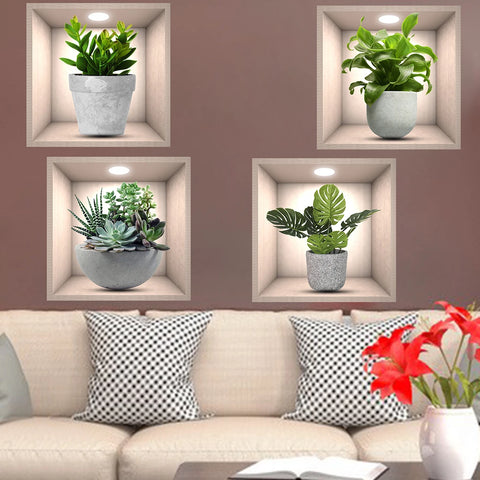 4PCS Potted Plant Wall Sticker
