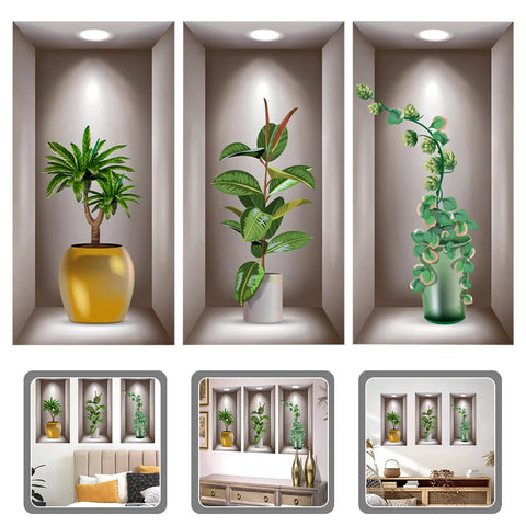 Green Plant Potted Wall Sticker