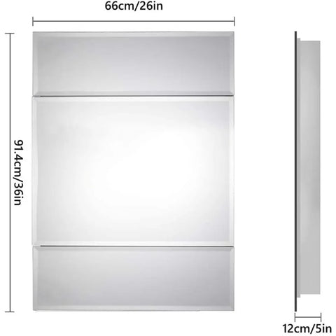 Triple-Door Mirror Cabinet