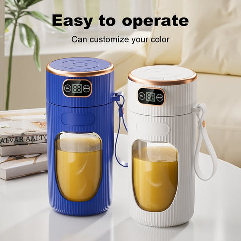 Portable Blender 400ML with LED Digital Display, USB Rechargeable 10-Blade Personal Smoothie Maker, Electric Juicer Cup for Smoothies, Protein Shakes, Milkshakes & Fresh Juice