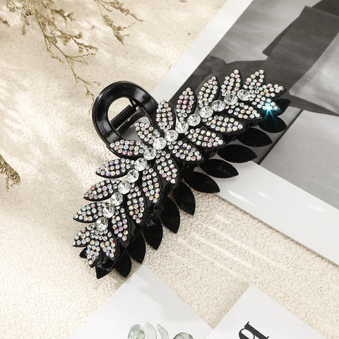 Rhinestone Leave heart Hair Claw