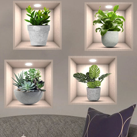 4PCS Potted Plant Wall Sticker