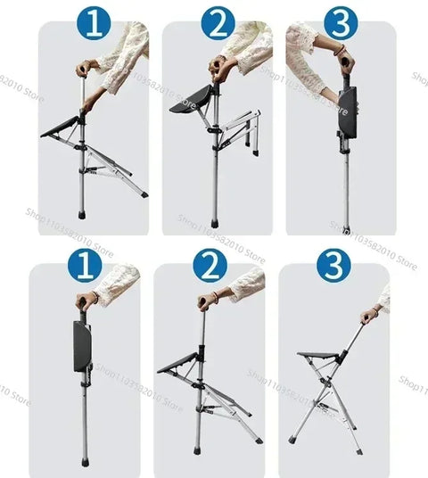 Foldable Walking Cane Stool