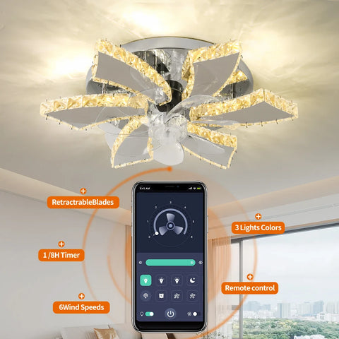 Luxora Beam Luxury Crystal Ceiling Fan