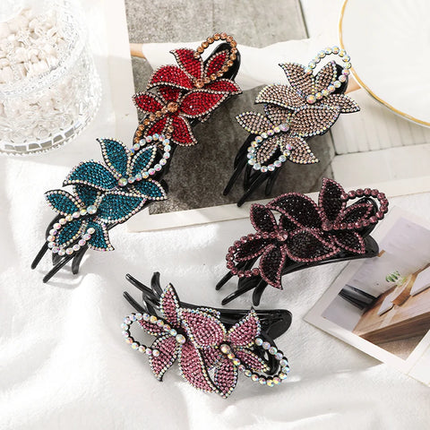 Elegant Rhinestone Flower Clip