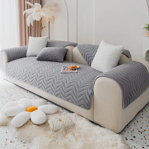 Non-Slip Plush Cushion Sofa Cover