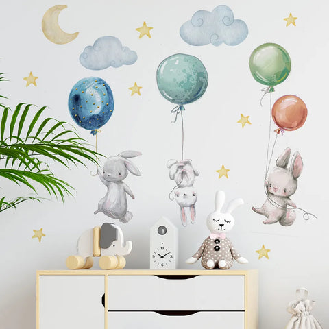 Flying Rabbits Wall Stickers