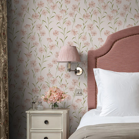 Pink Floral Peel And Stick Wallpaper