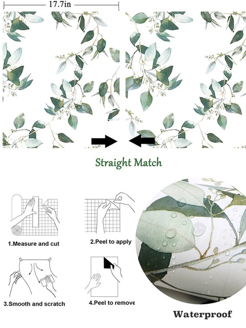 Vinyl Green Leaf Peel and Stick Wallpaper