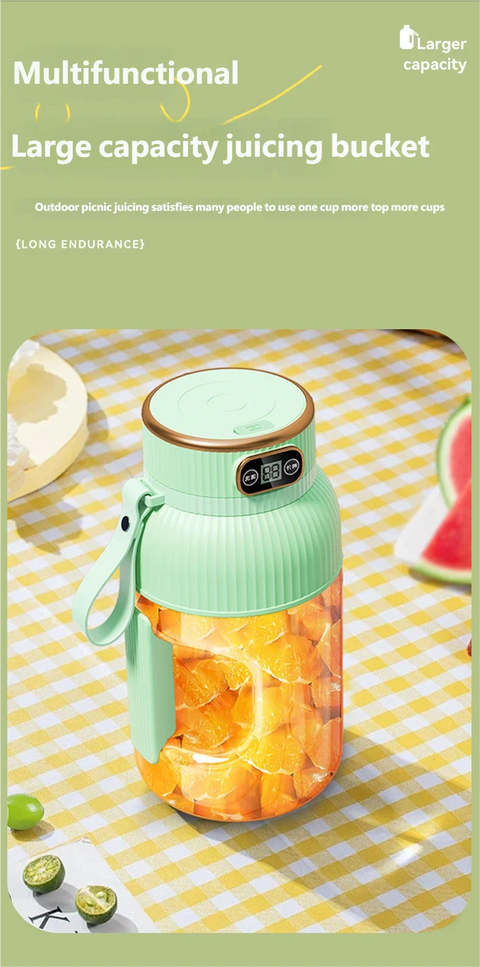 1200ML Portable Blender Bottle, USB Rechargeable Personal Smoothie Maker with 4 Stainless Steel Blades, Wireless Fruit Juicer Cup for Shakes, Smoothies & Protein Drinks