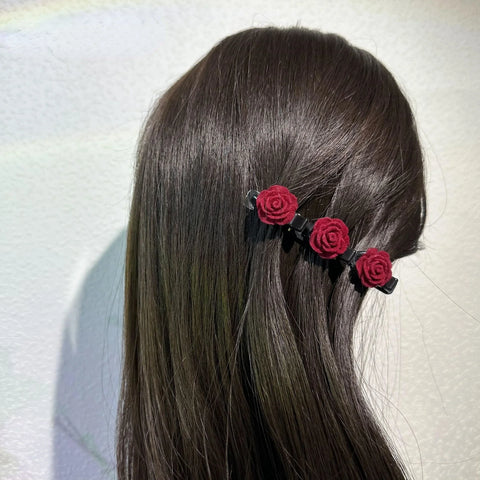 1PC Red Velvet Rose Hairpin