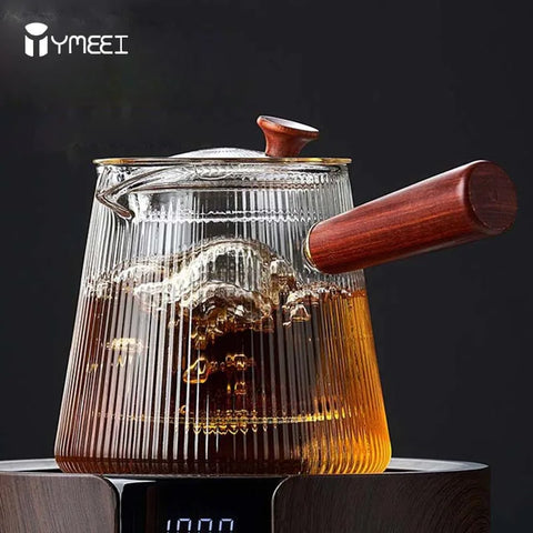 Sandalwood Serenity: Glass Teapot with Removable Infuser