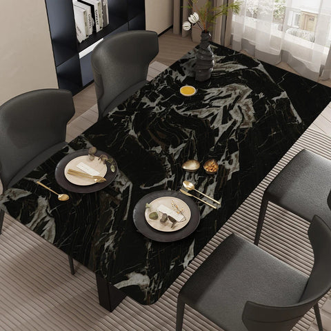 Pristine Snow Marble: Premium PVC Leather Dining Table Mats