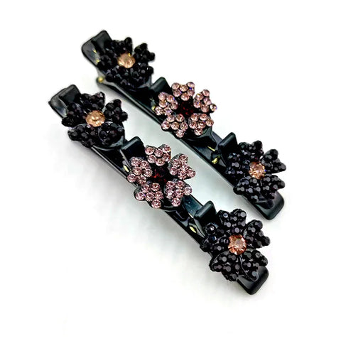 2PCS/Set Rhinestone Flowers Hair Clip