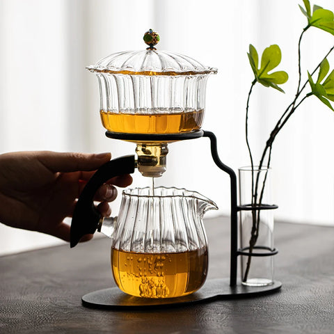 Blooming Brewscape: Creative Glass Teapot Set