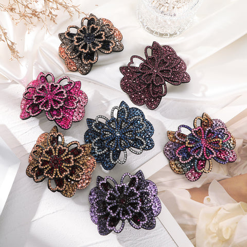 Elegant Rhinestone Flower Hair Clip
