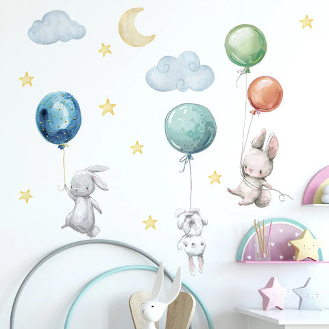 Flying Rabbits Wall Stickers