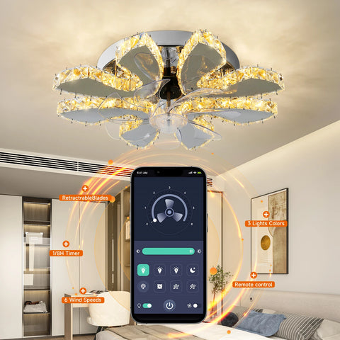 Luxora Beam Luxury Crystal Ceiling Fan