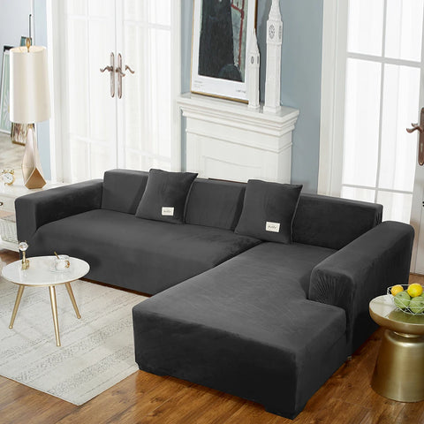 Black Velvet Sofa Seat Cushion Cover