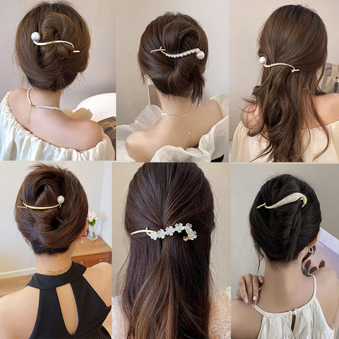 Elegant Rhinestone Metal Hair Pin