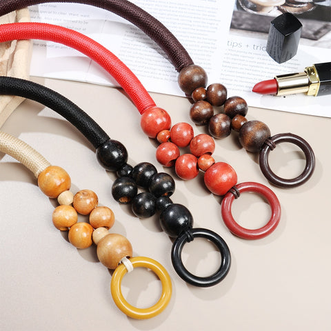 Wooden Bead Rope Bag Strap