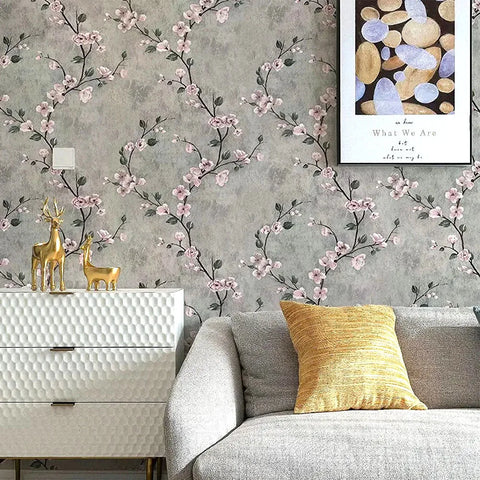 Floral Grey Peel and Stick Wallpaper