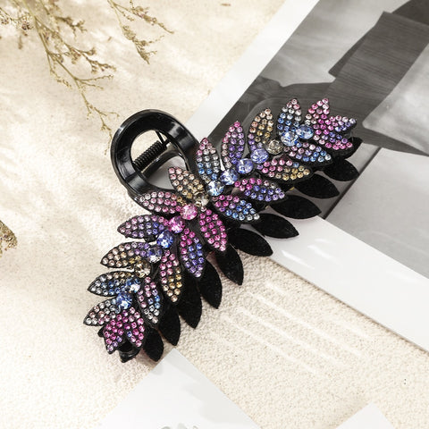 Rhinestone Leave heart Hair Claw
