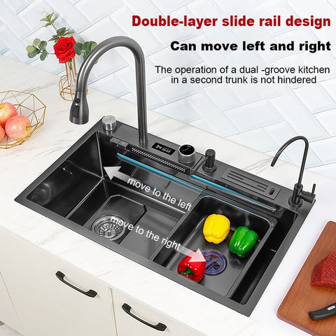 Digital Stainless Steel Kitchen Waterfall Sink