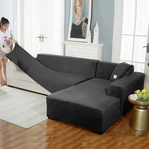 Black Velvet Sofa Seat Cushion Cover