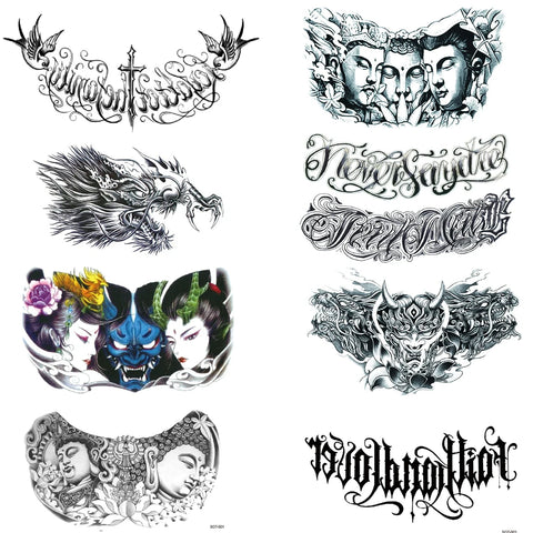 Large Chest Waist Shoulder Back Temporary Tattoo Sticker