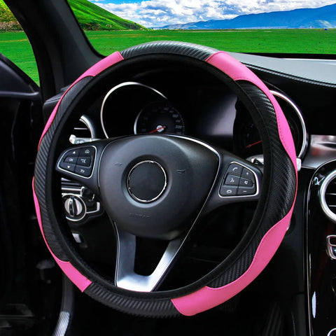 PU Carbon Fiber Leather Car Steering Wheel Cover