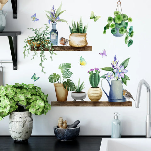 Cactus Potted Plants Wall Stickers