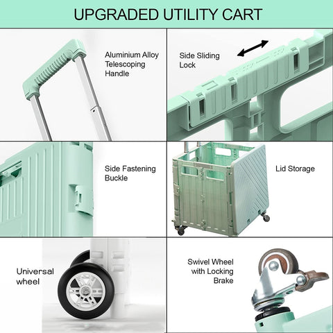 50L Folding Shopping Cart Pull Trolley