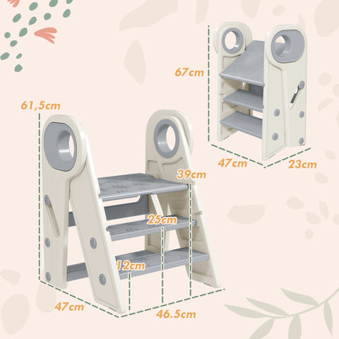 Foldable Toddler Step Stool with Handle – Adjustable 2-Step & 3-Step Kids Kitchen Helper Stool, Non-Slip Child Step Ladder for Bathroom, Sink & Toilet Training