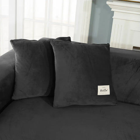 Black Velvet Sofa Seat Cushion Cover