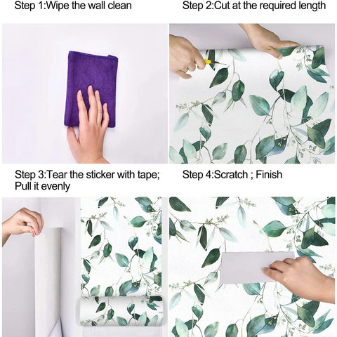 Vinyl Green Leaf Peel and Stick Wallpaper