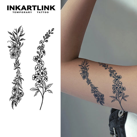 Sketch Floral Temporary Tattoo Sticker