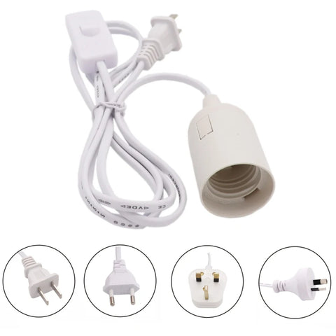 Lamp Adapter Extension Cord US EU UK AU Plug
