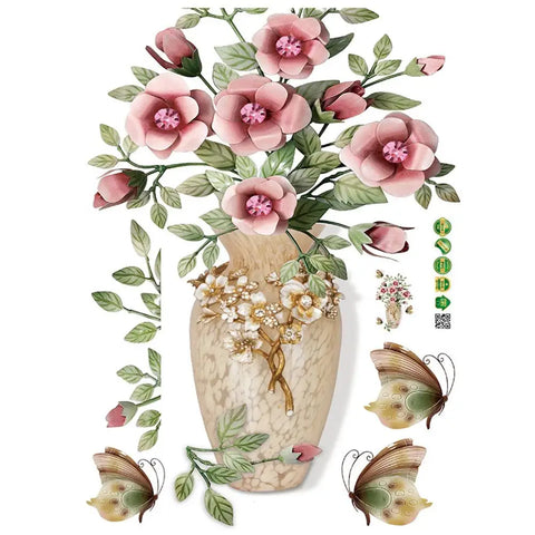 3d Flower Vase Wall Sticker