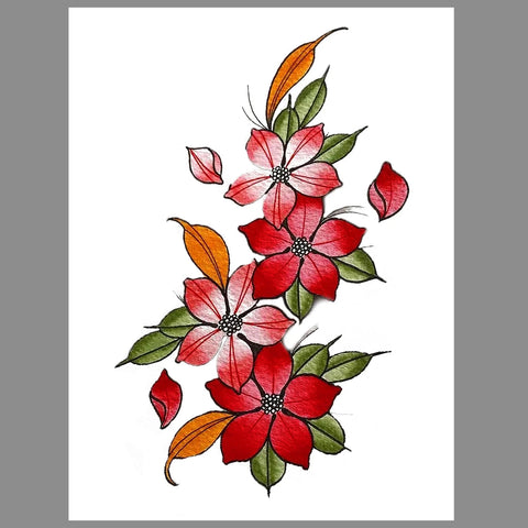 Red Flower Tattoo Sticker