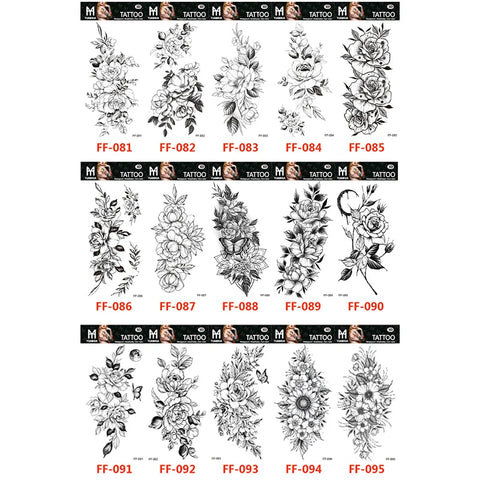 Sexy Black Large Snake Flower Fake Tattoo Stickers
