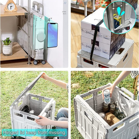 50L Folding Shopping Cart Pull Trolley