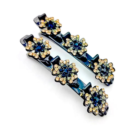 2PCS/Set Rhinestone Flowers Hair Clip