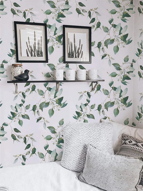 Vinyl Green Leaf Peel and Stick Wallpaper
