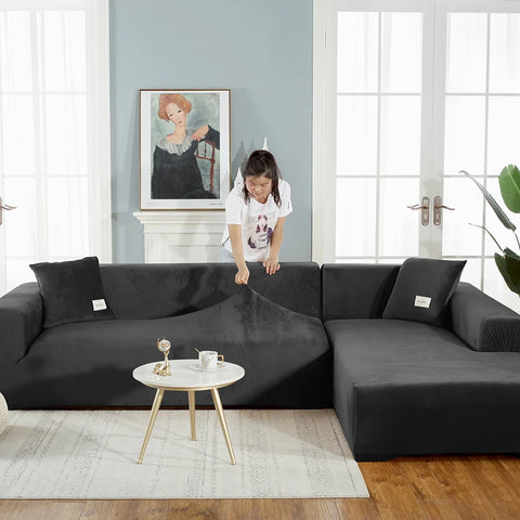 Black Velvet Sofa Seat Cushion Cover
