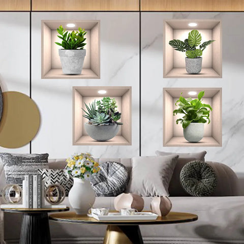 4PCS Potted Plant Wall Sticker